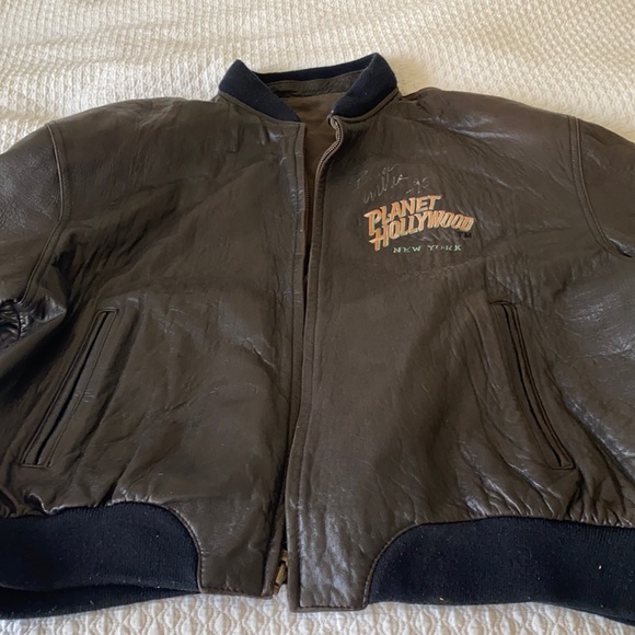 Jackets & Coats Bruce Willis Signed Brown Leather Hollywood